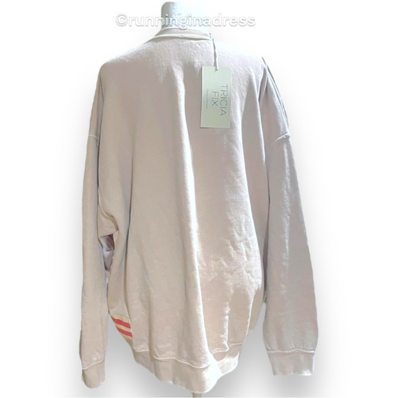 NWT Free People X Tricia Fix Stripes And Stars Pullover Size Large Tan Blue Red - Picture 5 of 15